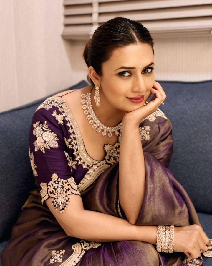 Actress Divyanka Tripathi Inspired Fancy Silk Saree