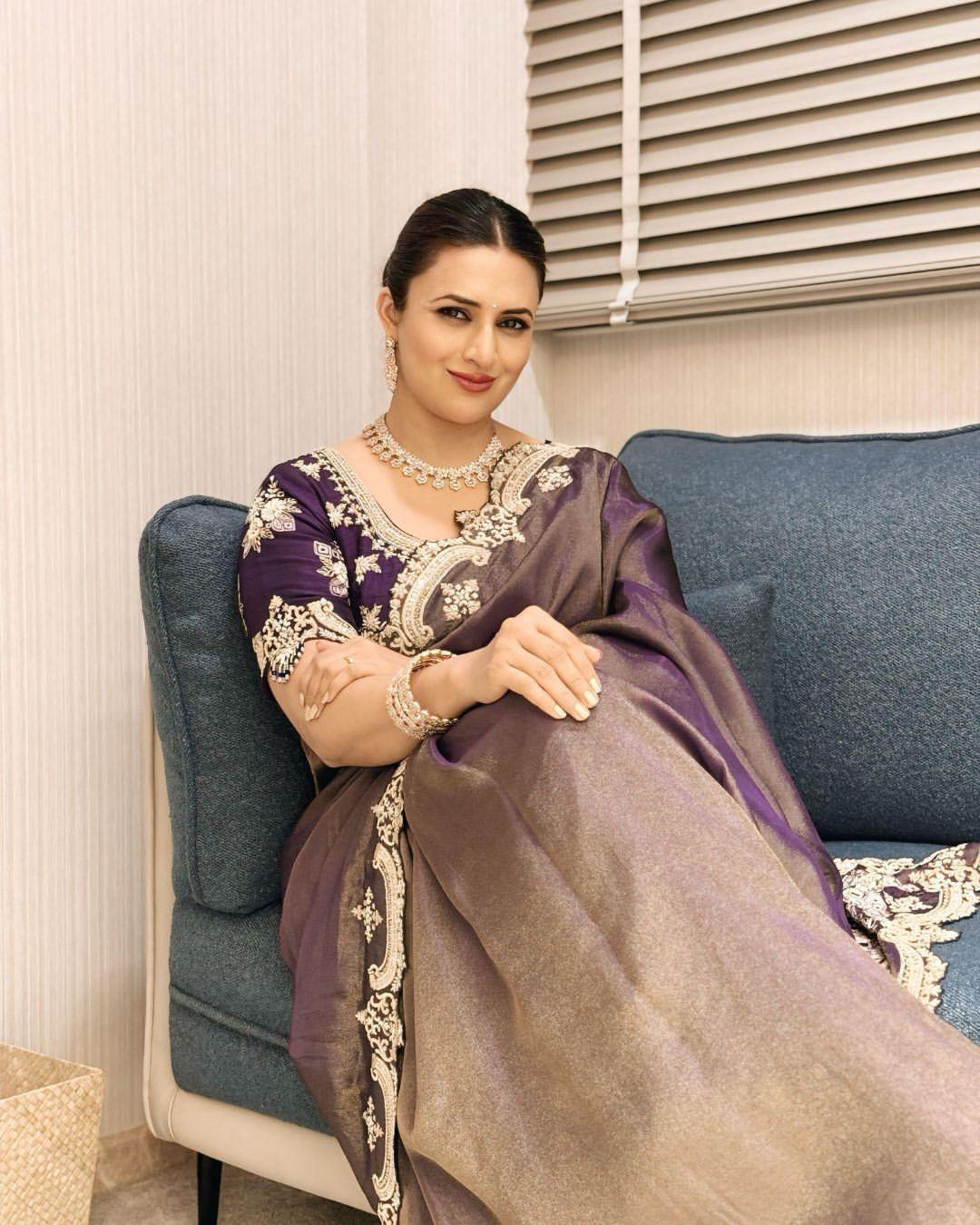 Actress Divyanka Tripathi Inspired Fancy Silk Saree