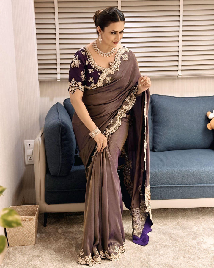 Actress Divyanka Tripathi Inspired Fancy Silk Saree
