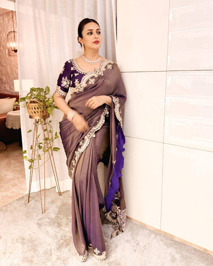 Actress Divyanka Tripathi Inspired Fancy Silk Saree