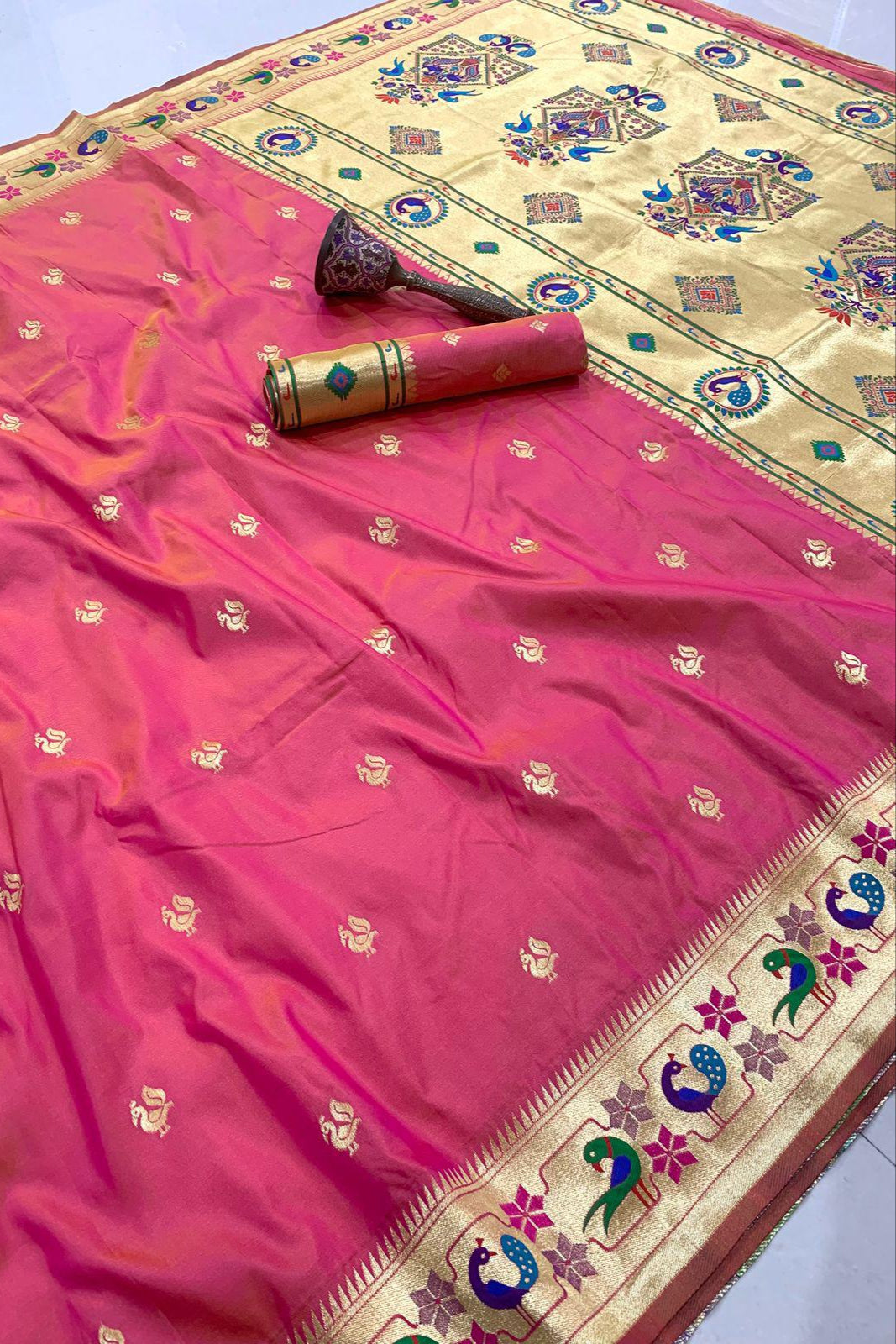 History In Gold Paithani Silk Saree
