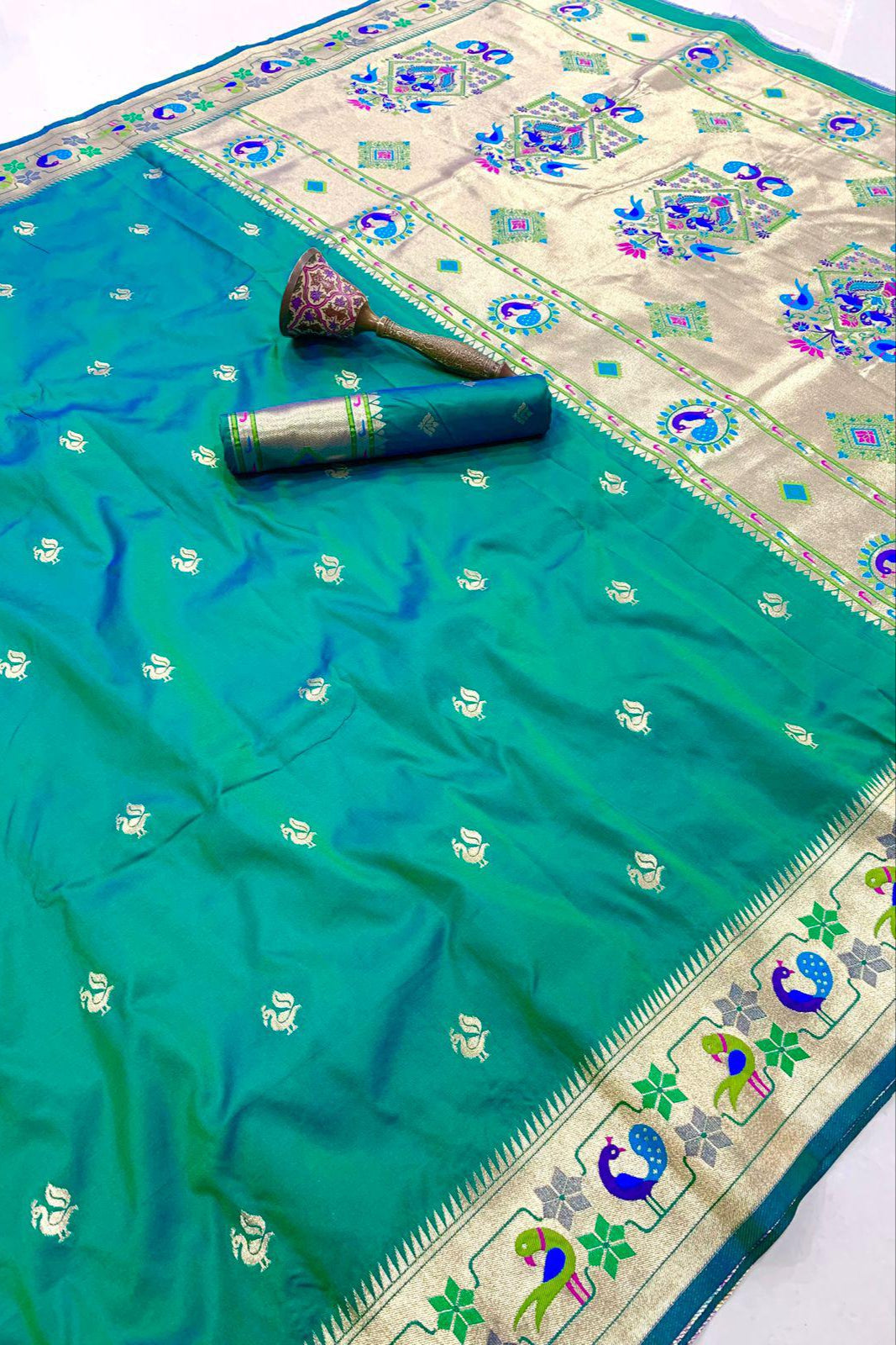 History In Gold Paithani Silk Saree