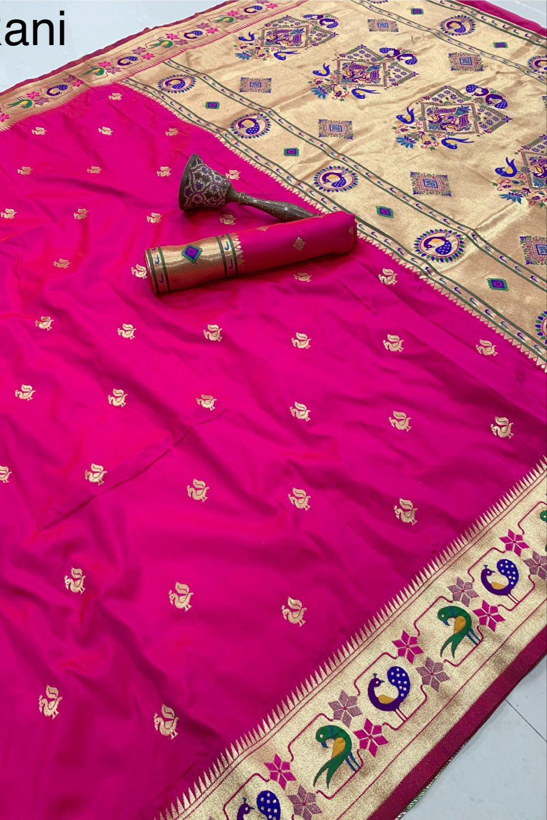 History In Gold Paithani Rani Pink Silk Saree