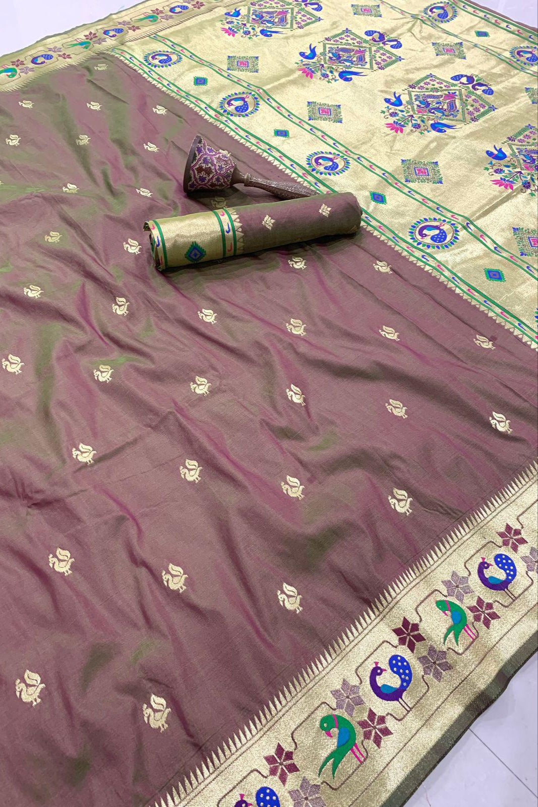 History In Gold Paithani Silk Saree