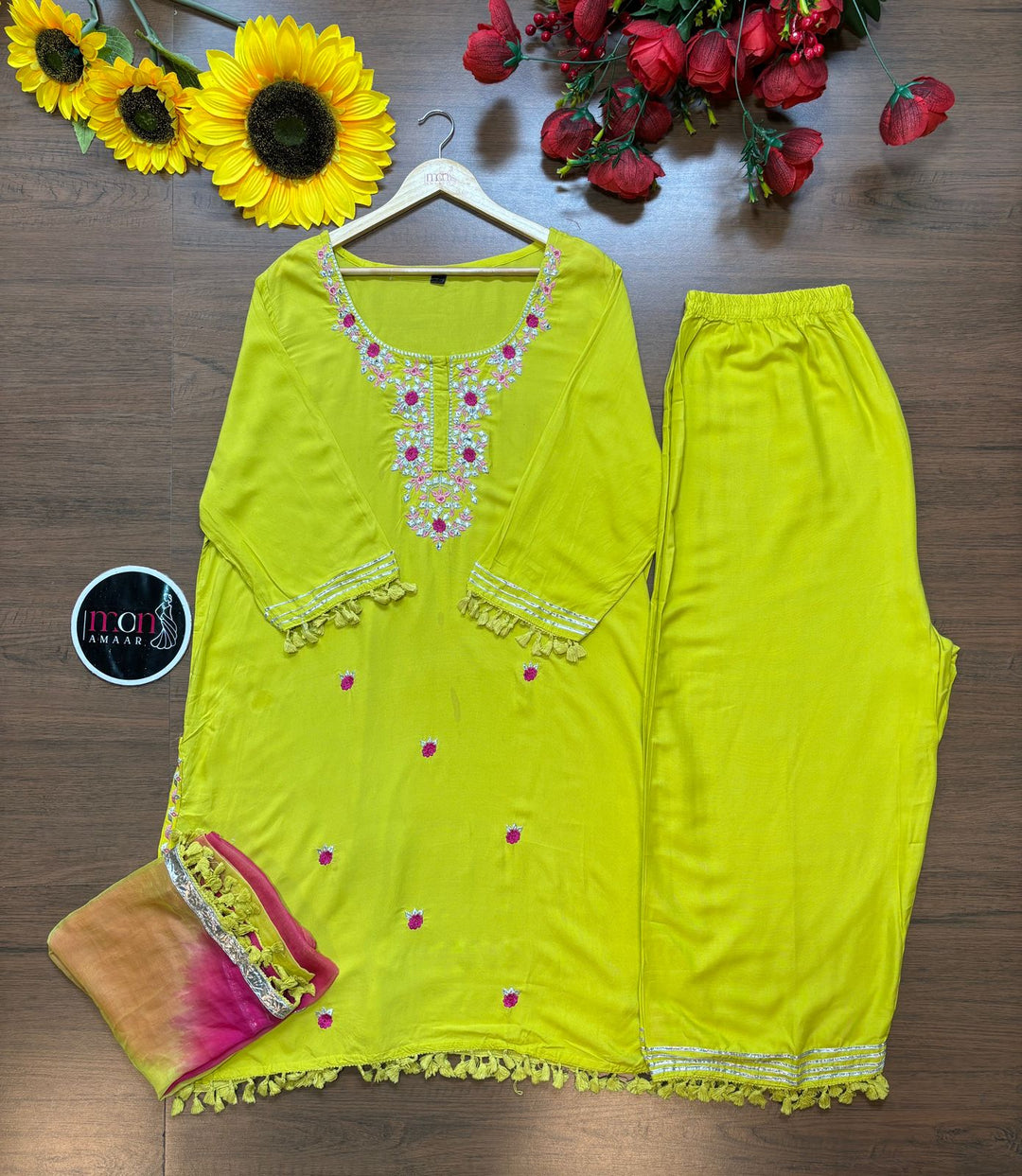 Yellow Sapphire - Rayon Cotton Kurti Set