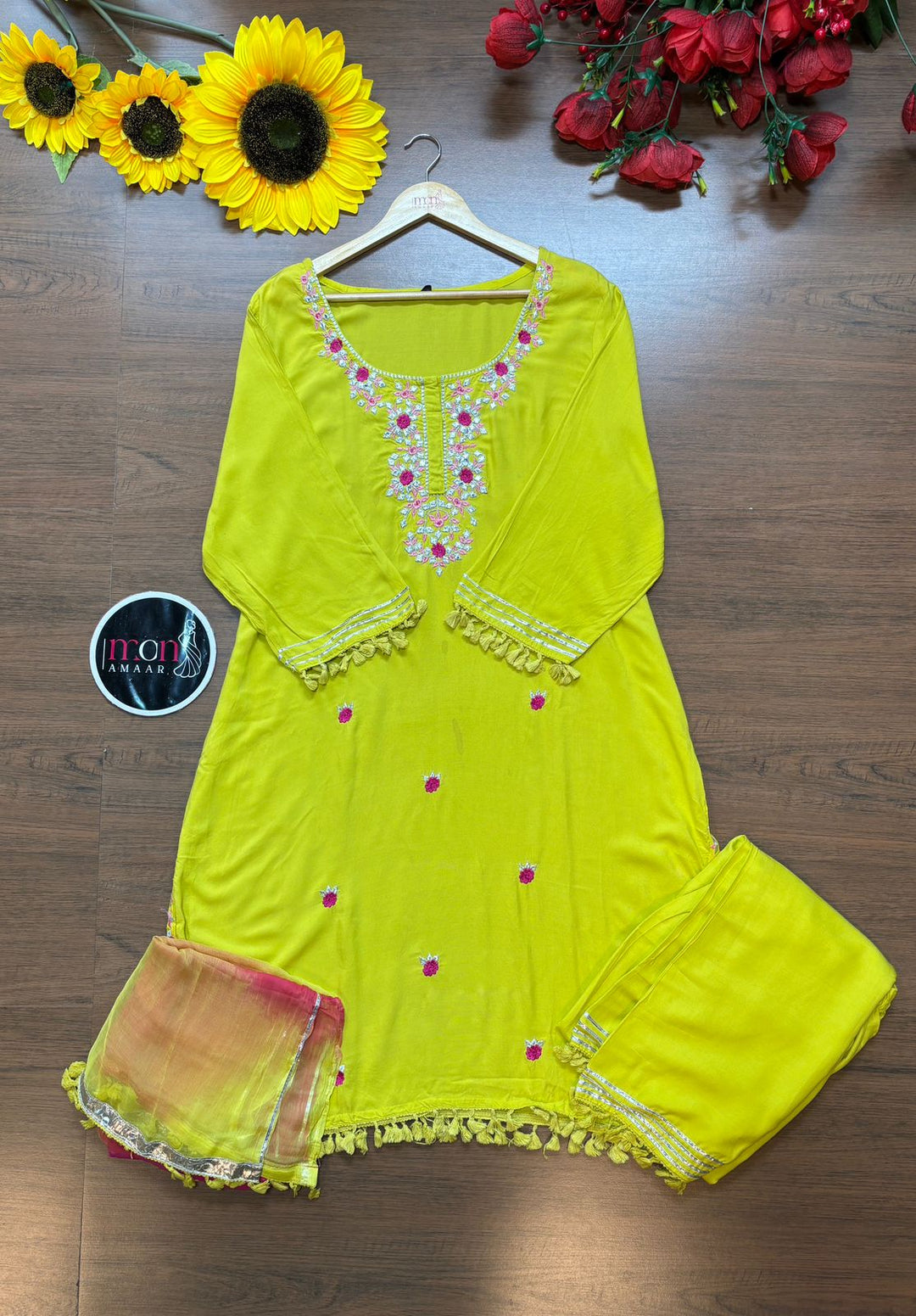Yellow Sapphire - Rayon Cotton Kurti Set