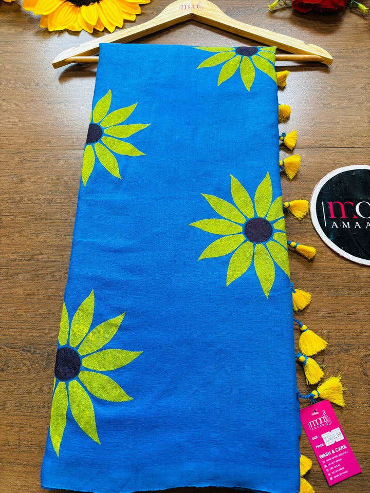 Cheerful Sunflower - Pure Khadi Cotton Sareee