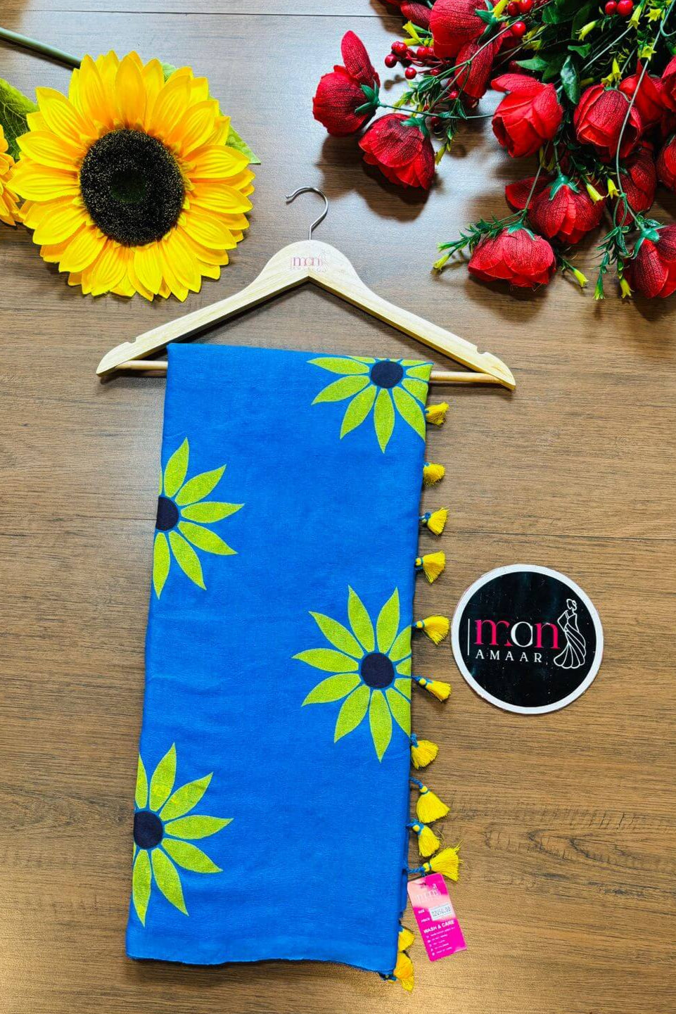 Cheerful Sunflower - Pure Khadi Cotton Sareee