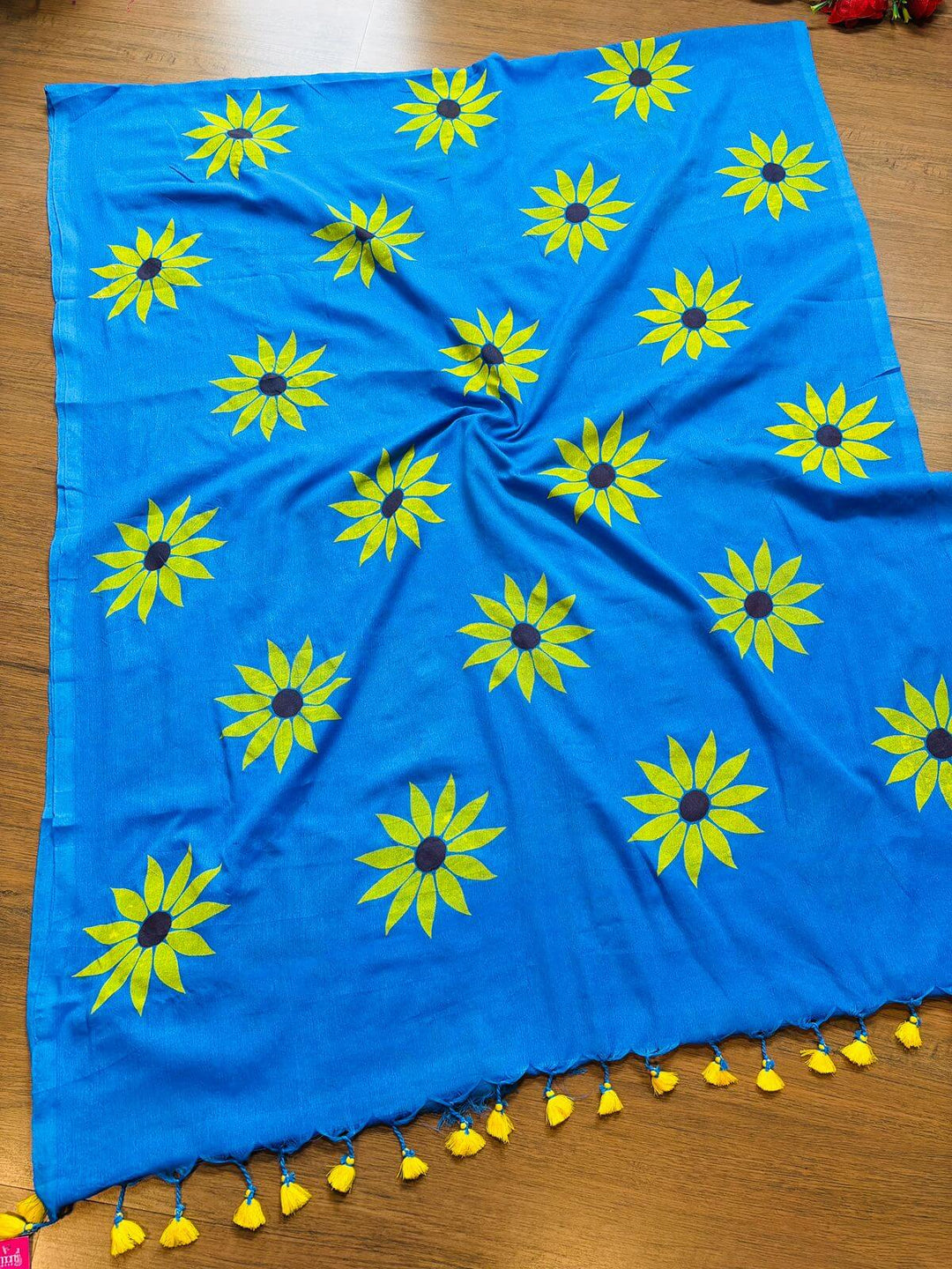 Cheerful Sunflower - Pure Khadi Cotton Sareee
