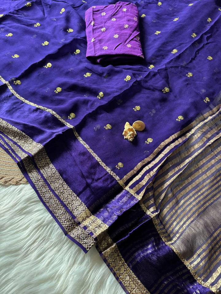 Waves Of Gold Viscose Georgette Saree