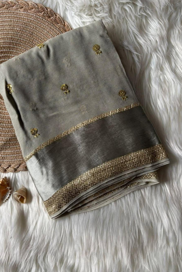 Waves Of Gold Viscose Georgette Saree