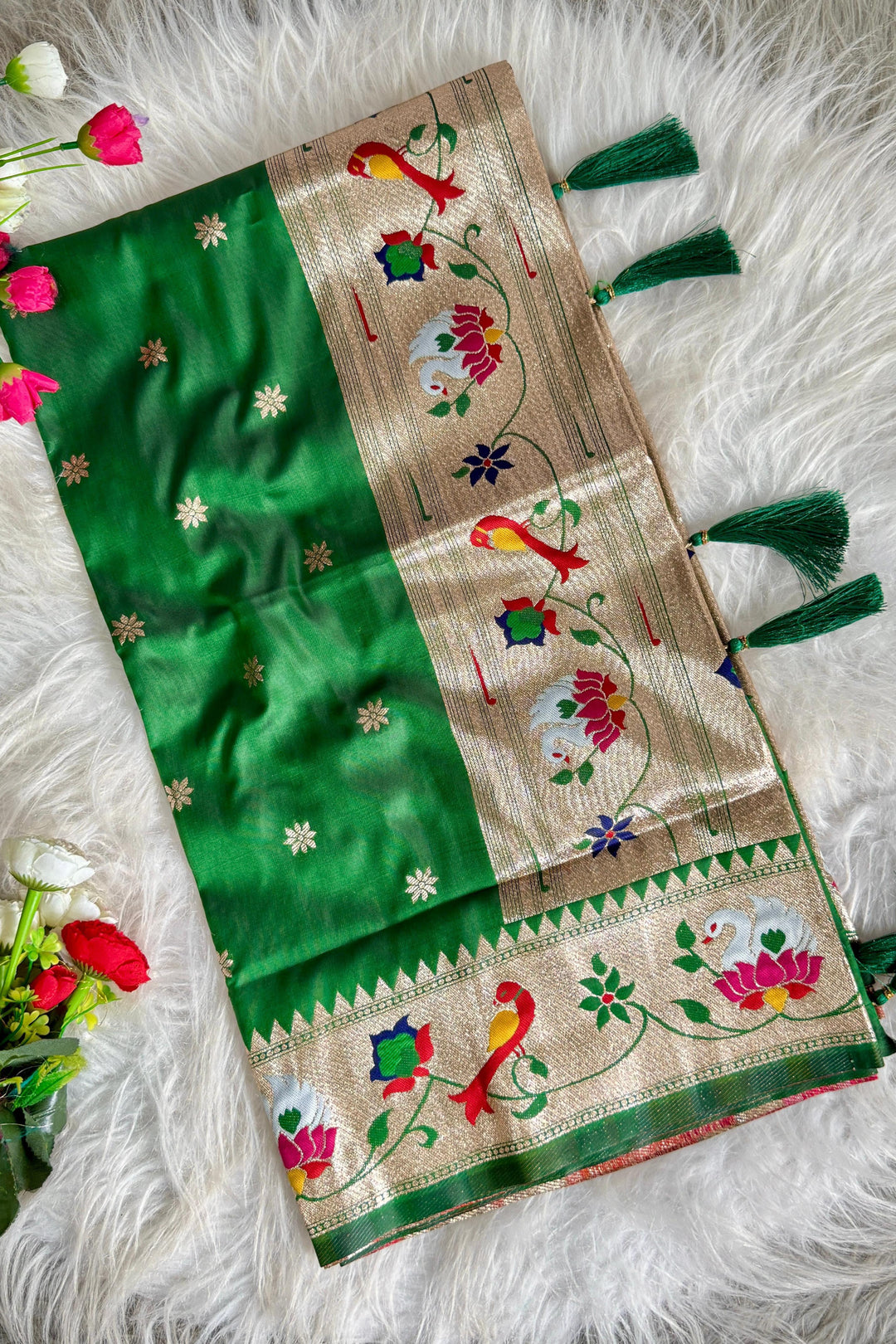 Graceful As A Dream Paithani Green Silk Saree