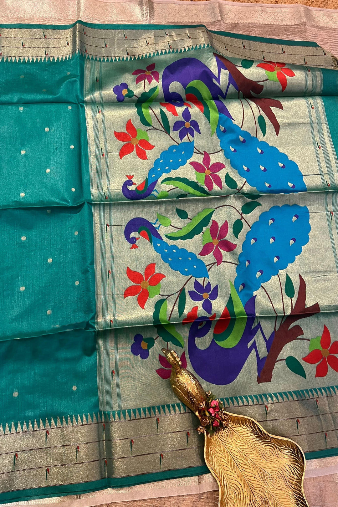 MayurKunj Tussar Paithani Silk Saree