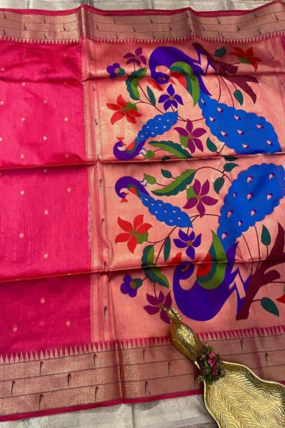 MayurKunj Tussar Paithani Silk Saree