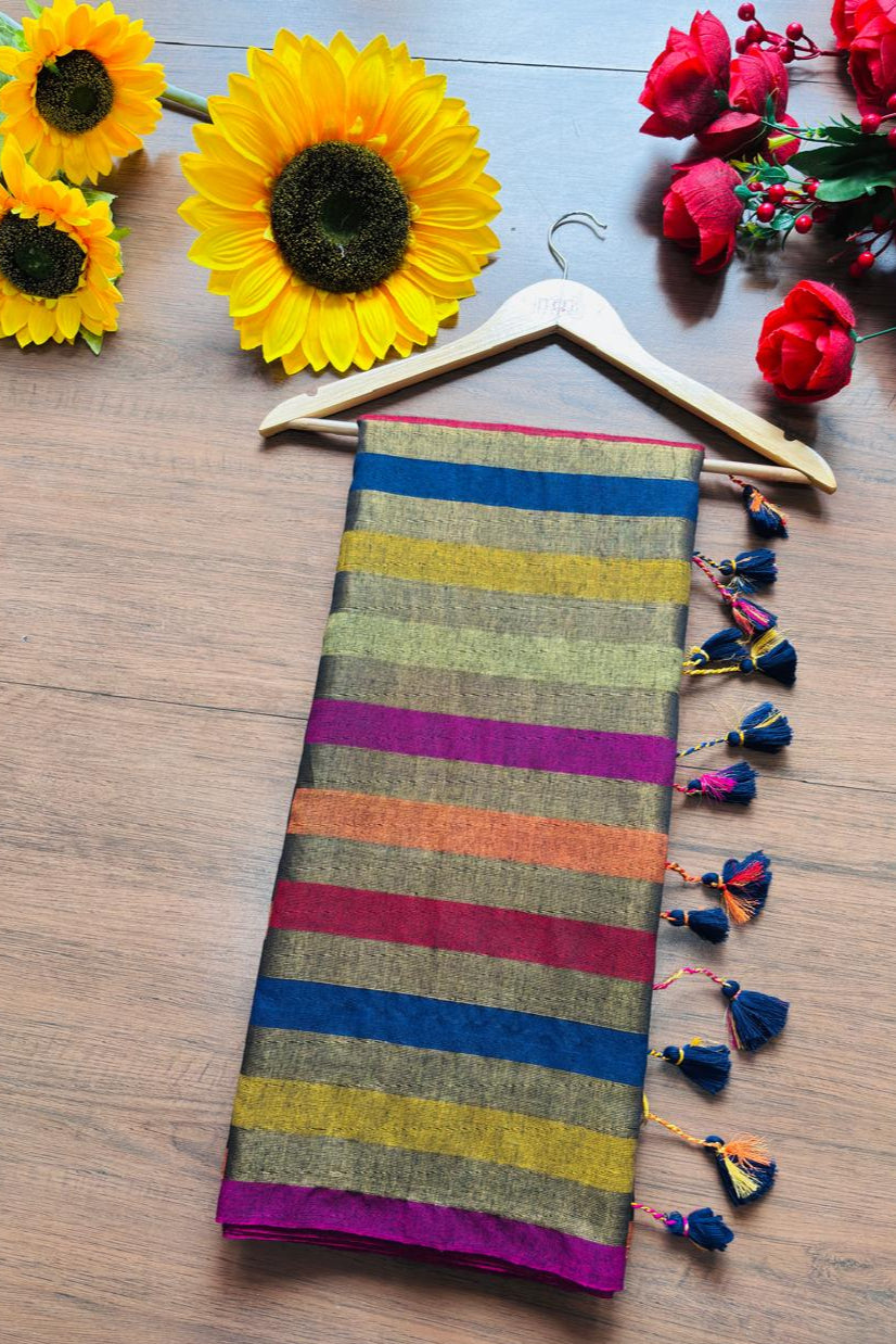 Kal-katha Khadi Cotton Saree