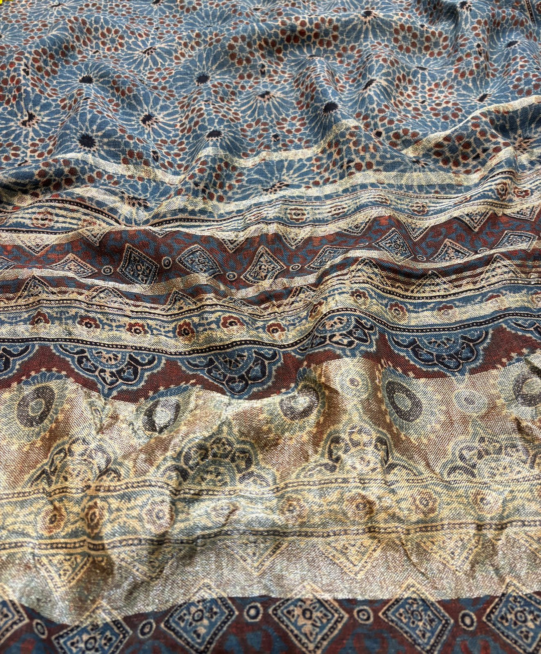 Ajrakhvaani - Linen Saree