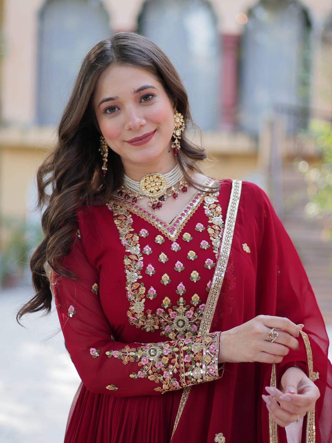 Berry Bliss Georgette Gown Set