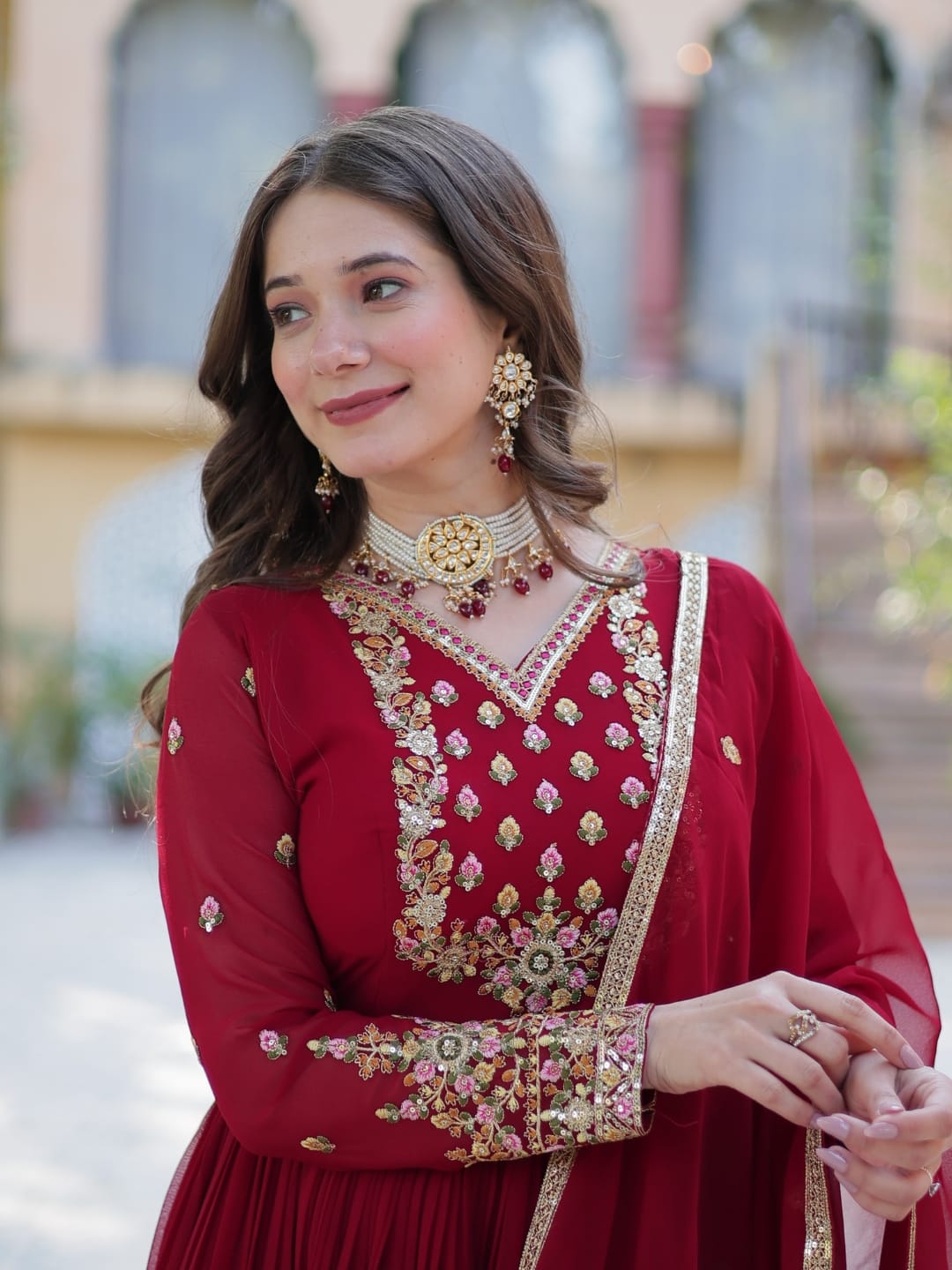 Berry Bliss Georgette Gown Set