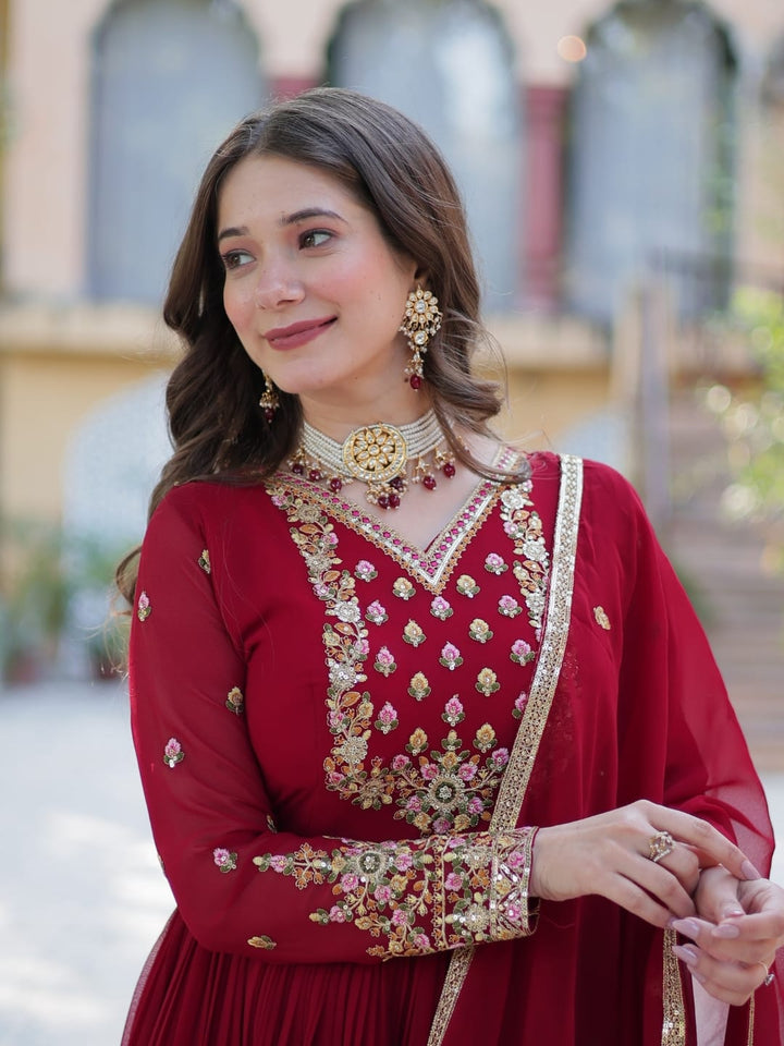 Berry Bliss Georgette Gown Set