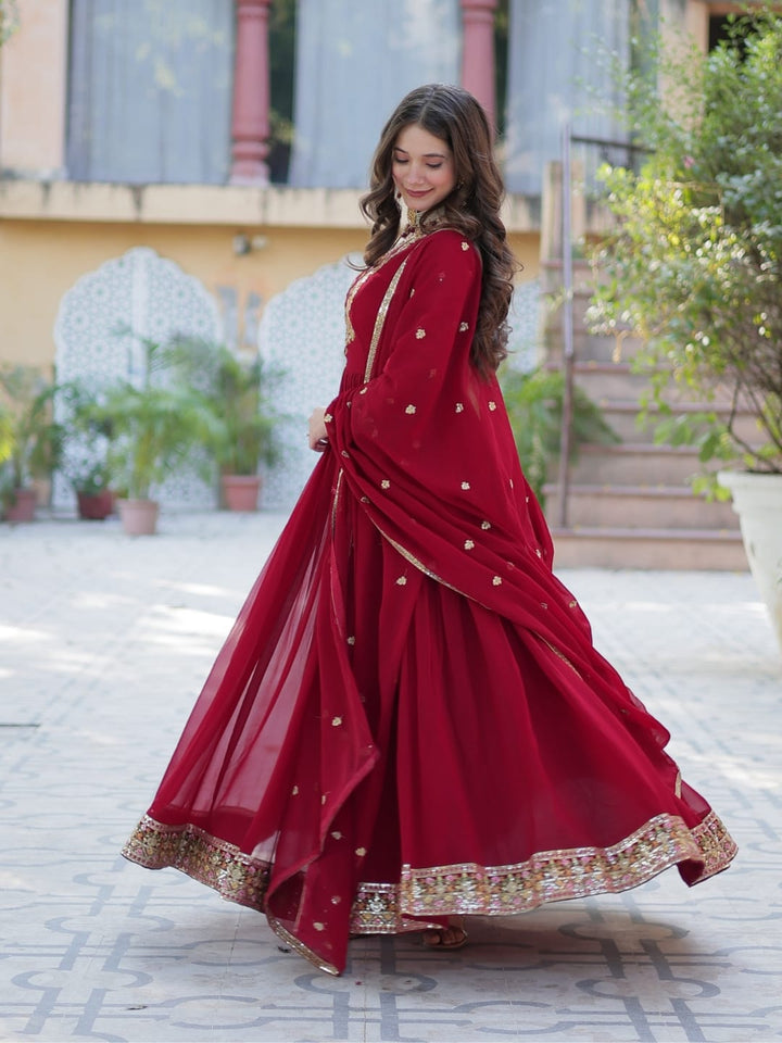 Berry Bliss Georgette Gown Set