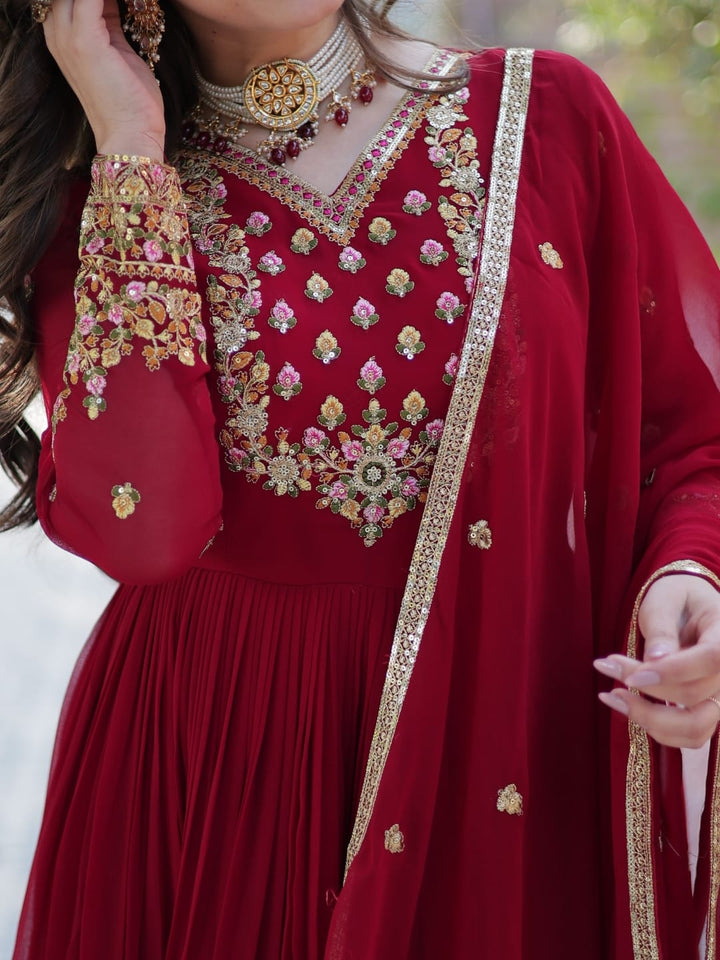 Berry Bliss Georgette Gown Set