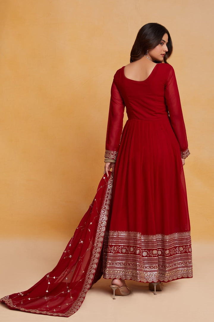Maroon Magic Georgette Gown Set