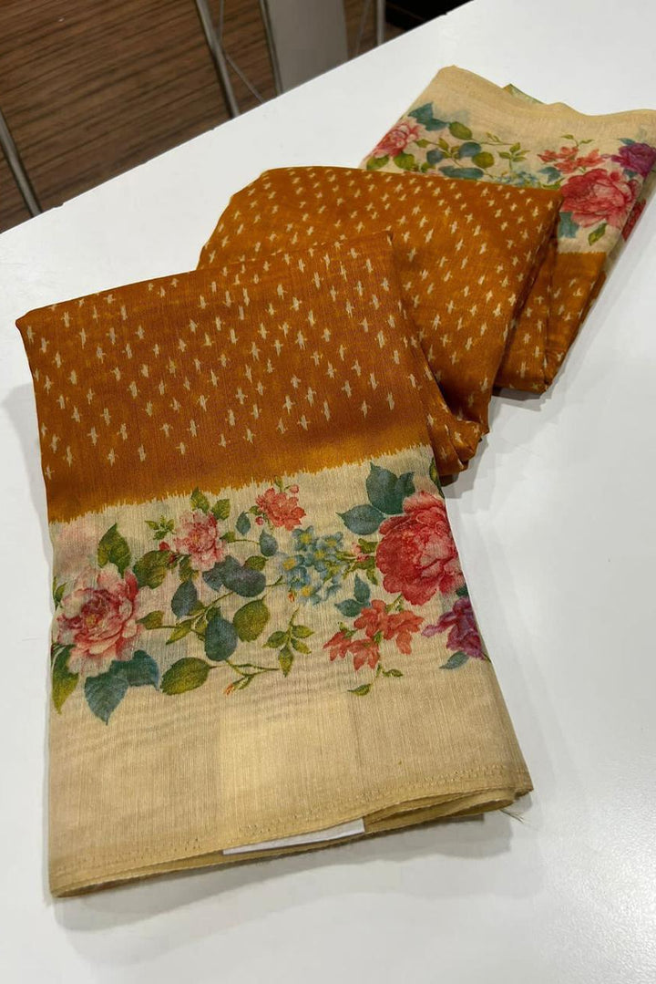 Begum Blush Fancy Linen Saree