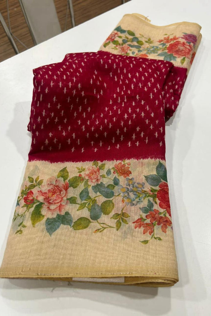 Begum Blush Fancy Linen Saree