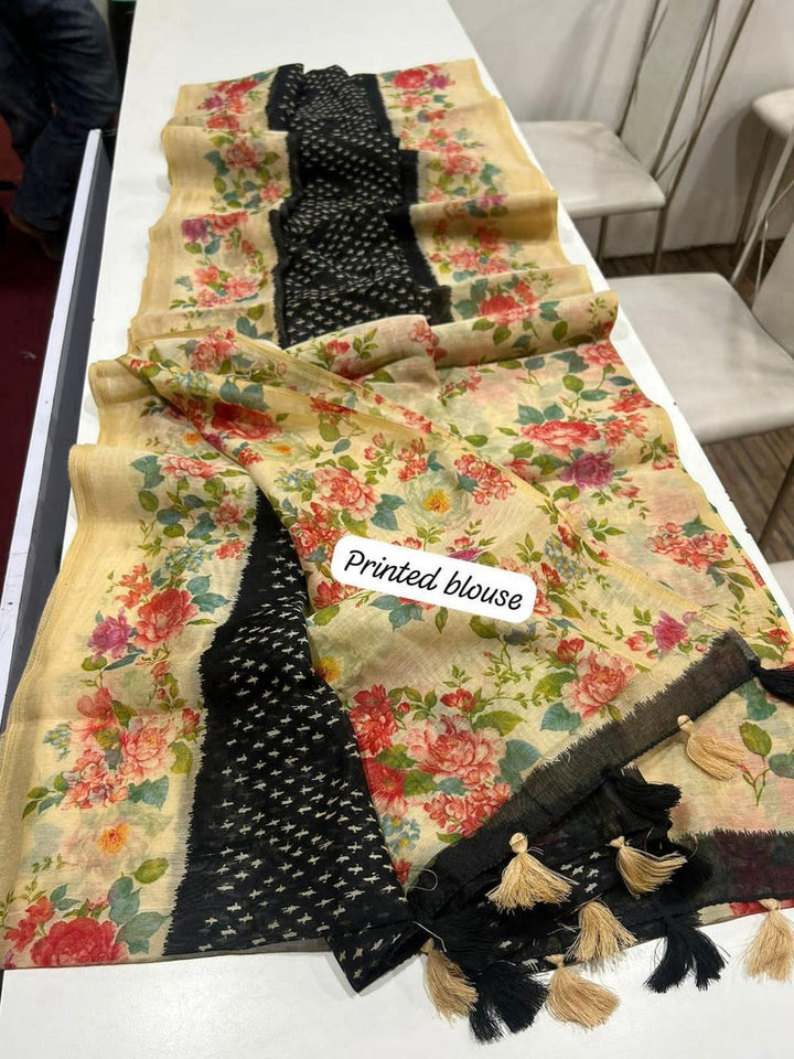 Begum Blush Fancy Linen Saree