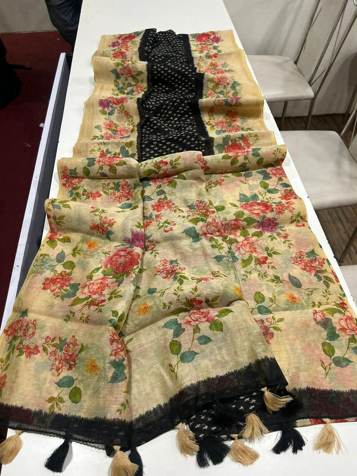 Begum Blush Fancy Linen Saree