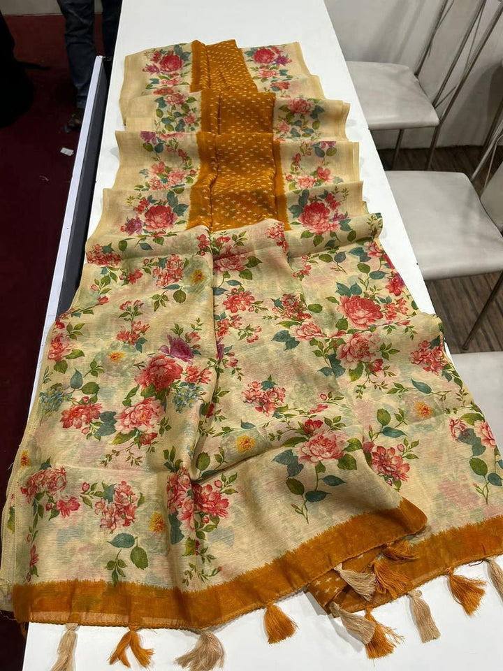 Begum Blush Fancy Linen Saree