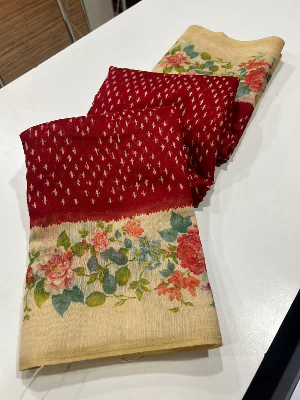 Begum Blush Fancy Linen Saree