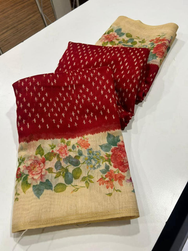 Begum Blush Fancy Linen Saree