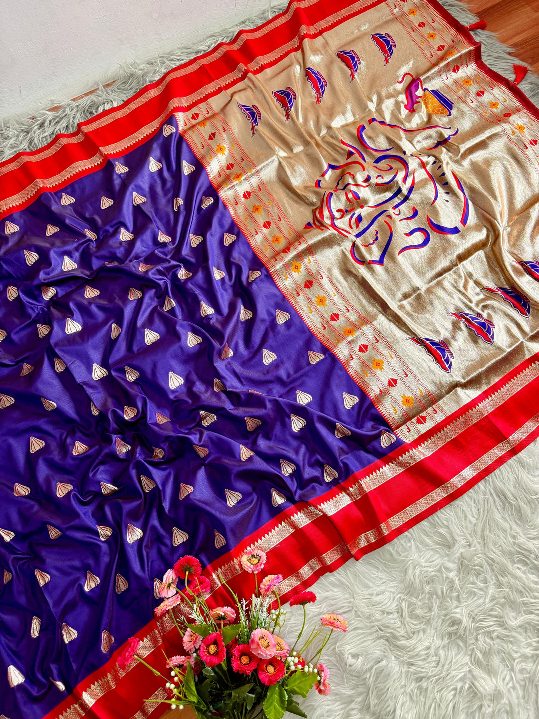 Ganpati Bappa Inspired Paithani Silk Saree
