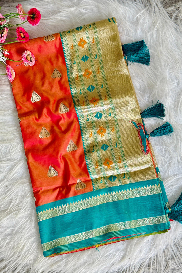 Ganpati Bappa Inspired Paithani Silk Saree