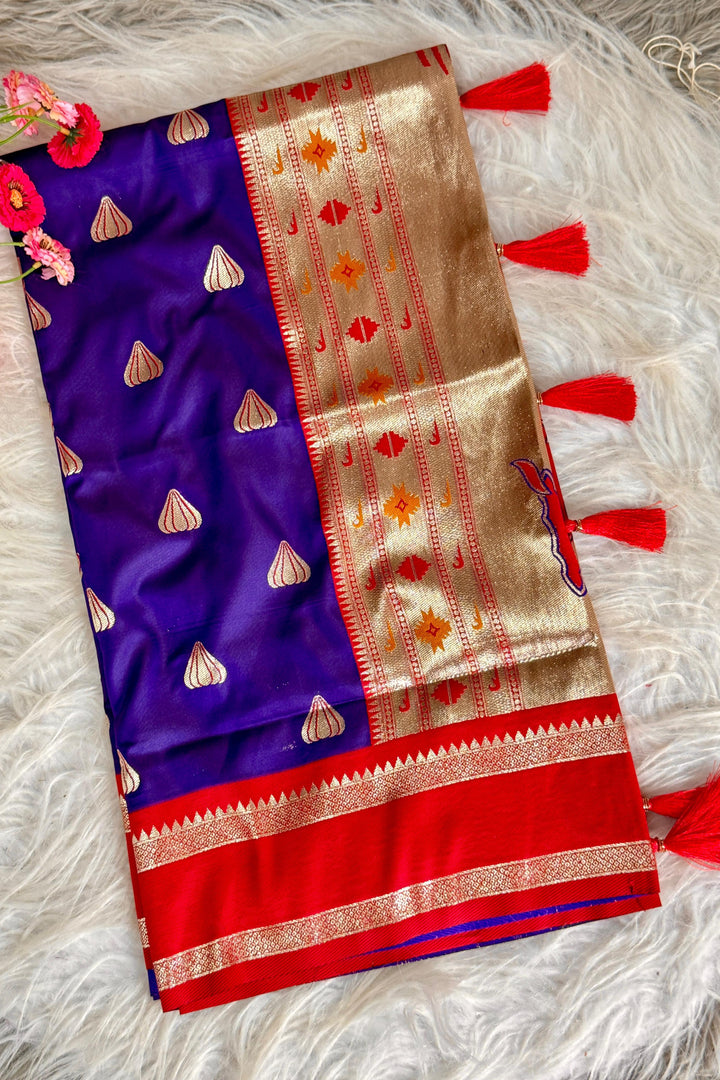 Ganpati Bappa Inspired Paithani Silk Saree