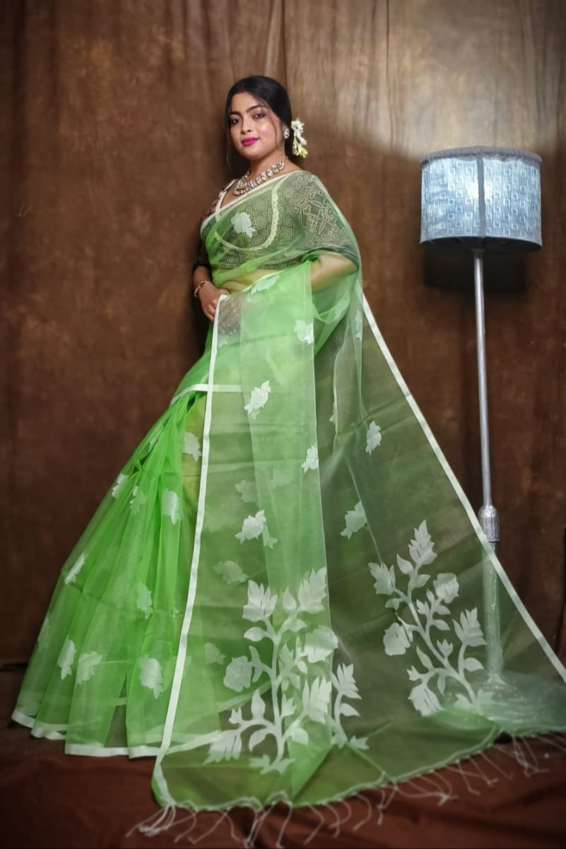 Rose Radiance Muslin Banarasi Saree