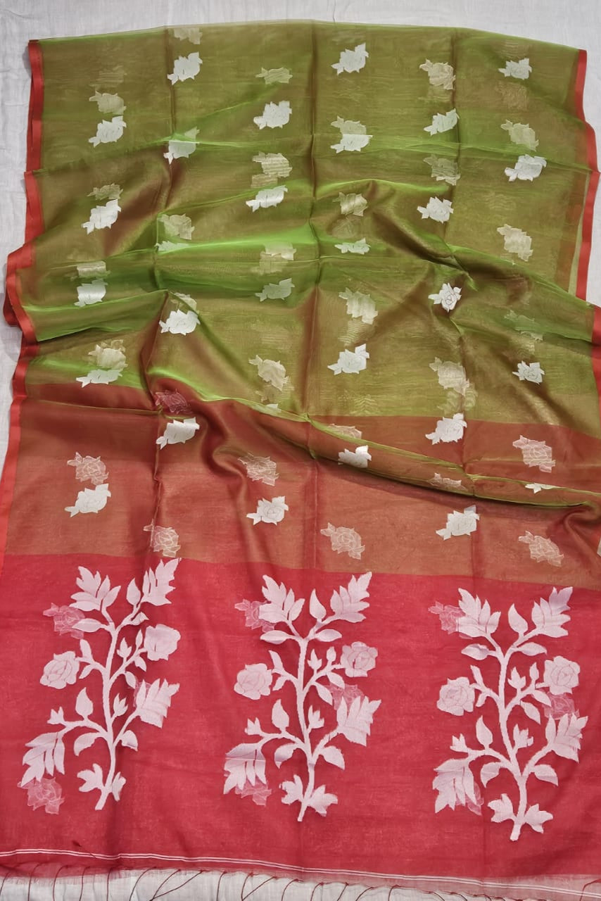 Rose Radiance Muslin Banarasi Saree