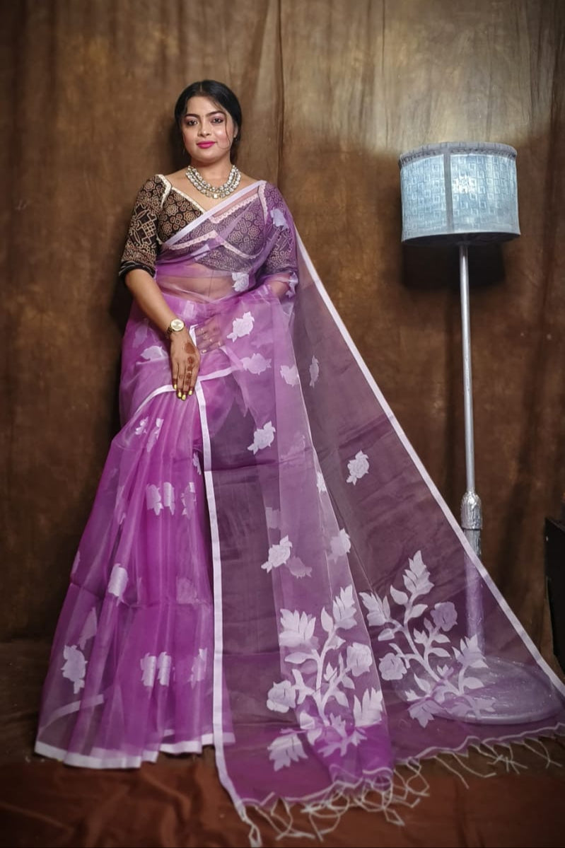 Rose Radiance Muslin Banarasi Saree