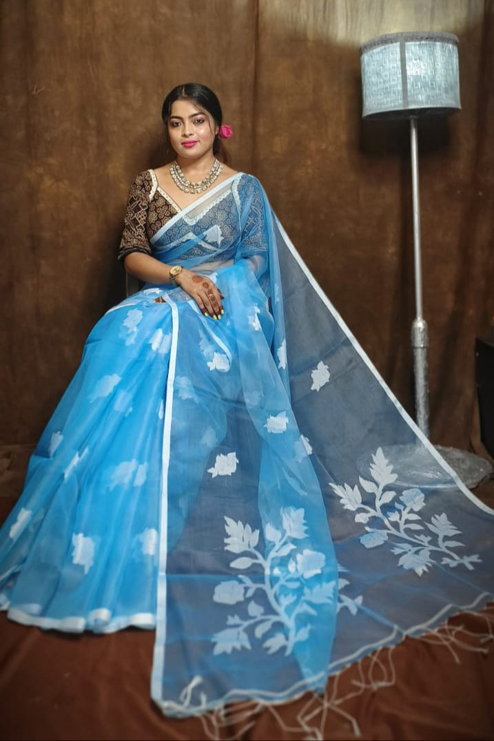 Rose Radiance Muslin Banarasi Saree