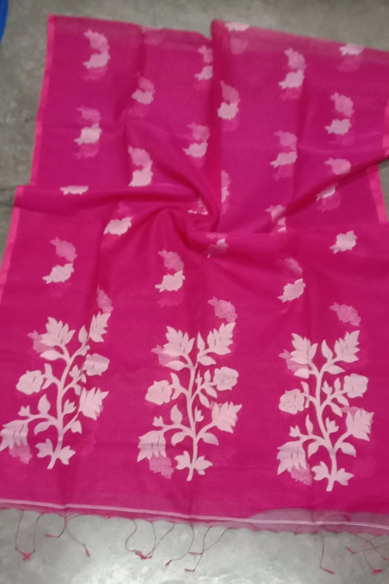 Rose Radiance Muslin Banarasi Saree
