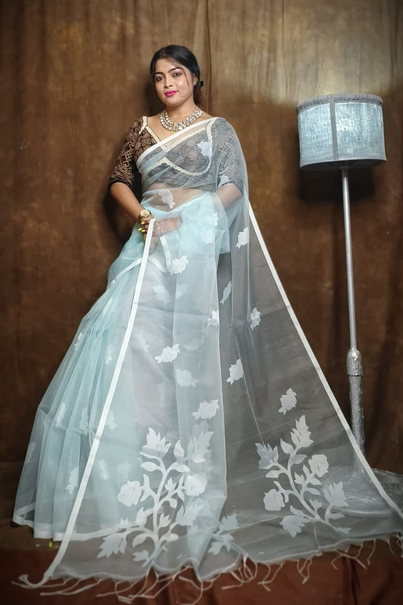 Rose Radiance Muslin Banarasi Saree