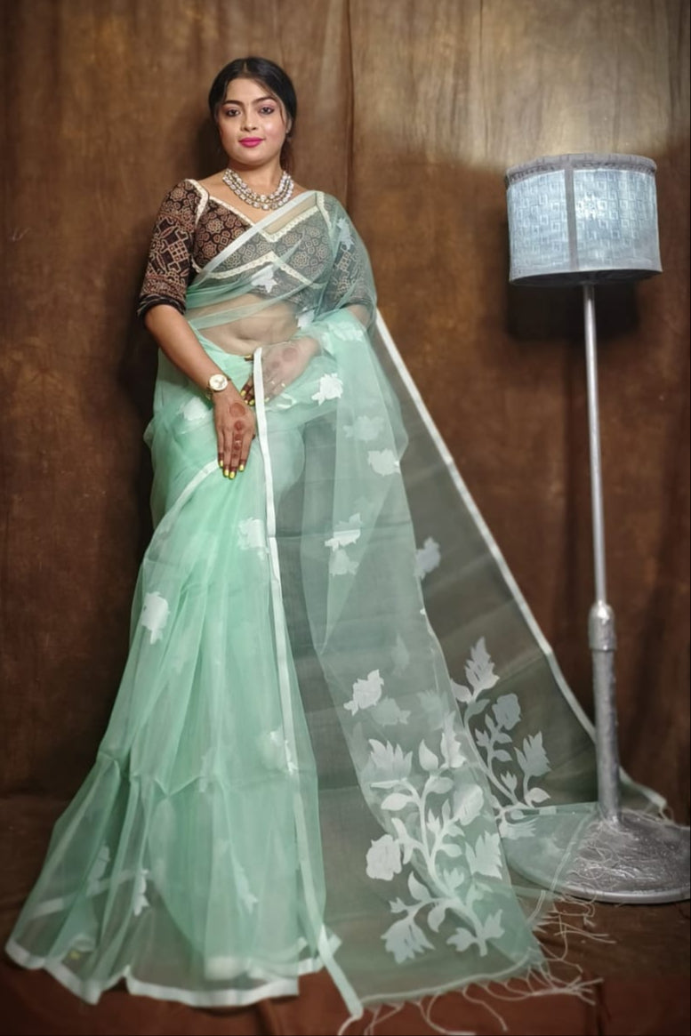 Rose Radiance Muslin Banarasi Saree
