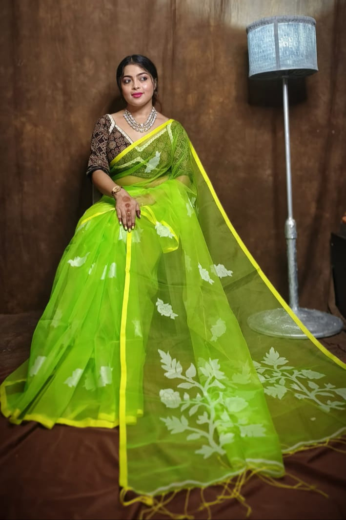 Rose Radiance Muslin Banarasi Saree