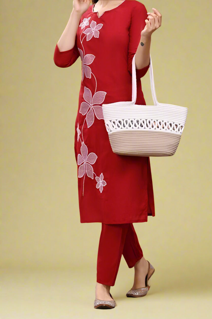 Crimson Charm Cotton Coord Set