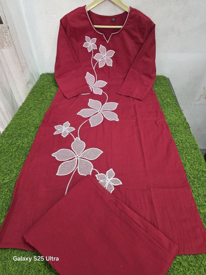 Crimson Charm Cotton Coord Set