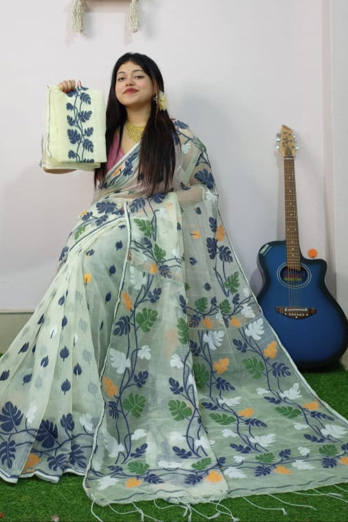 Moner Rong Dhakai Jamdani Saree