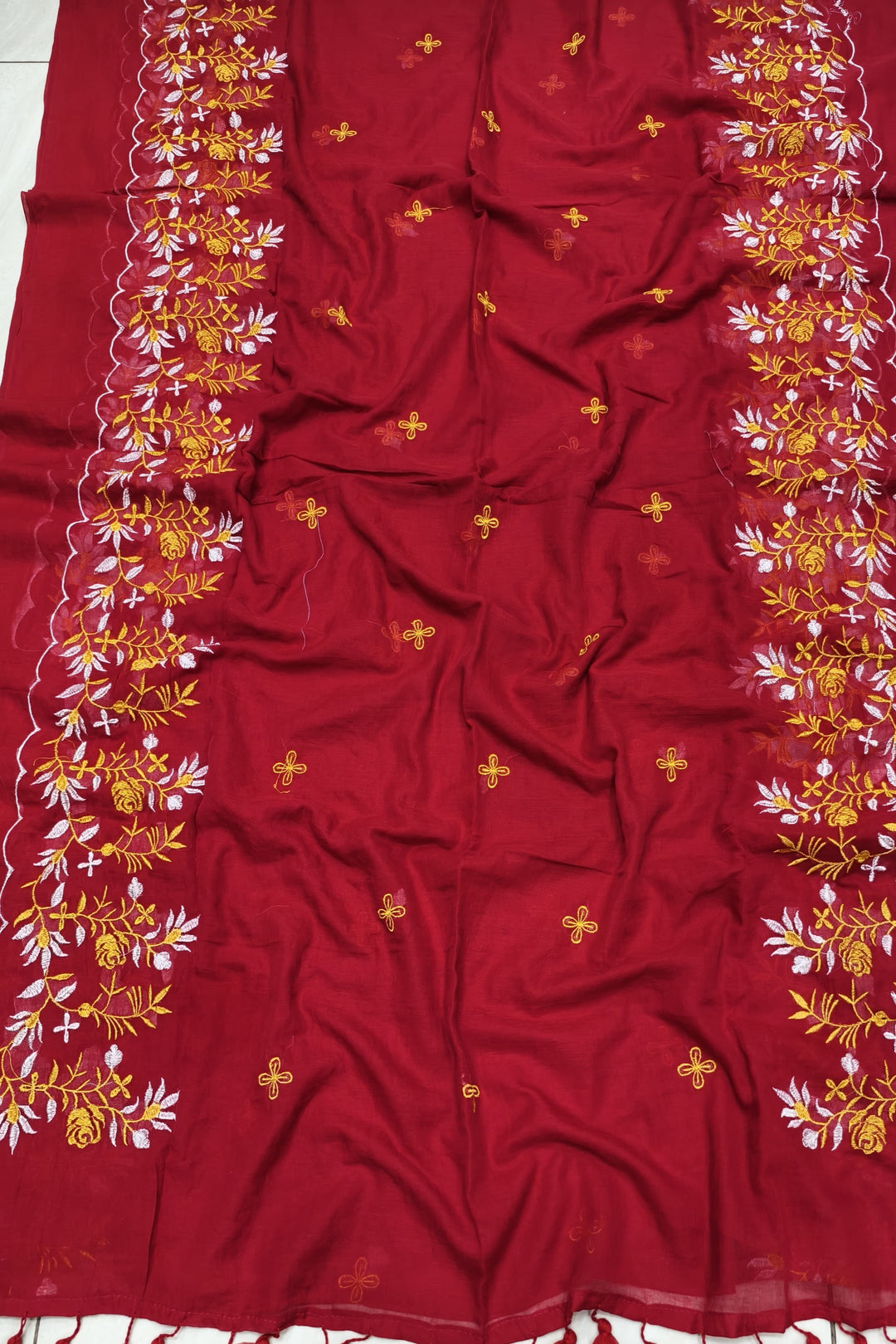 Bhalobashar Rong Mul Cotton Red Saree