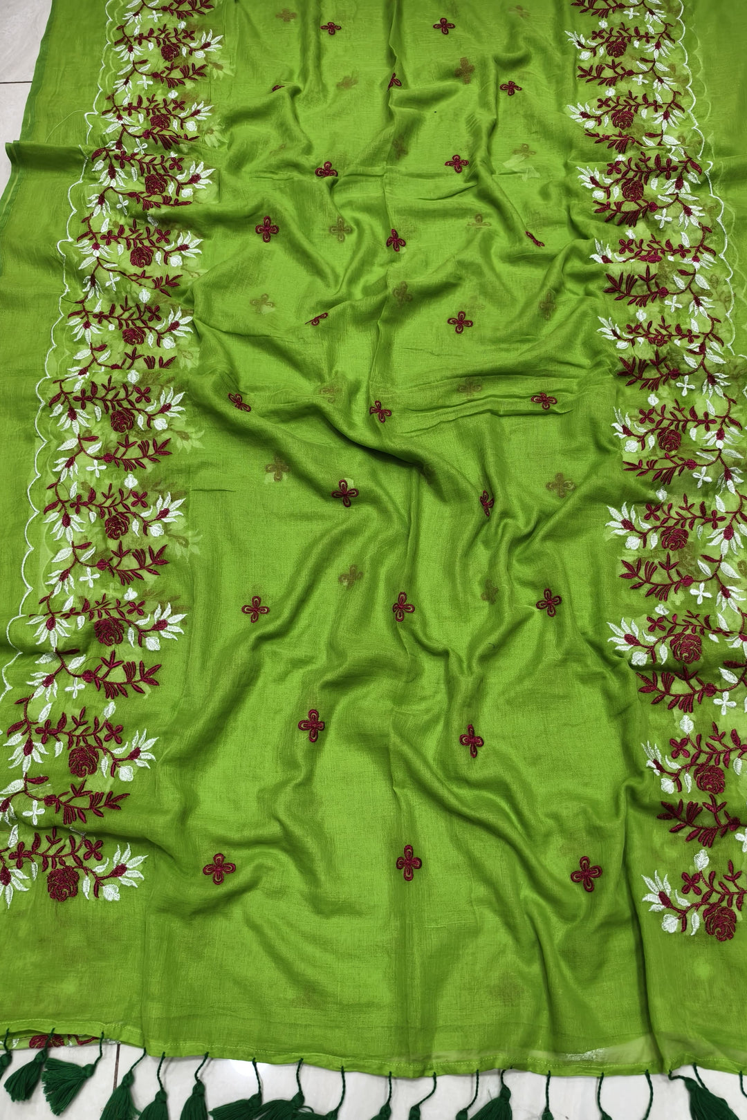 Bhalobashar Rong Mul Cotton Green Saree