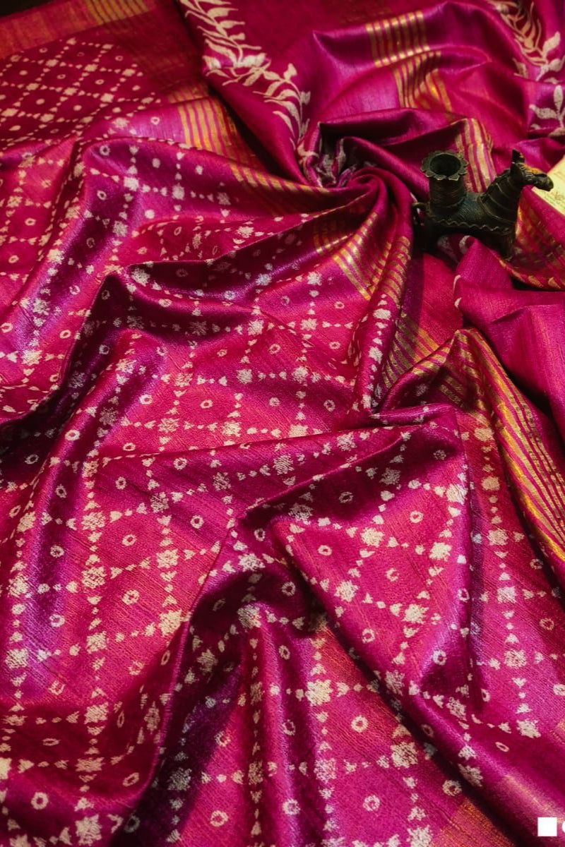 Golden Wand Ghicha Tussar Silk Saree